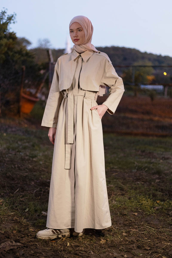 Trench Dress with Storm Flap Stone - 5