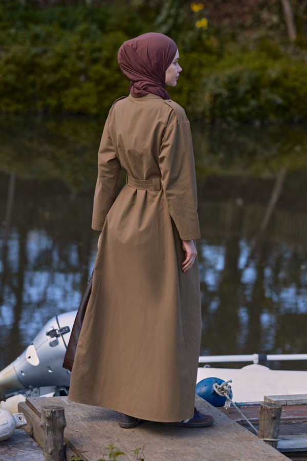 Trench Dress with Storm Flap Tan - 8