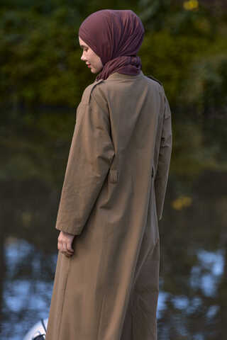 Trench Dress with Storm Flap Tan - 3