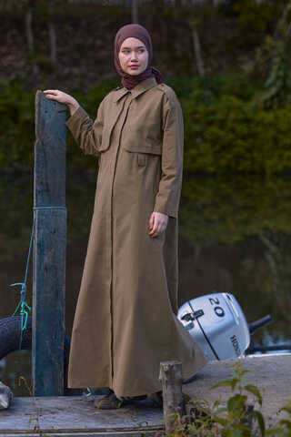 Trench Dress with Storm Flap Tan - 6