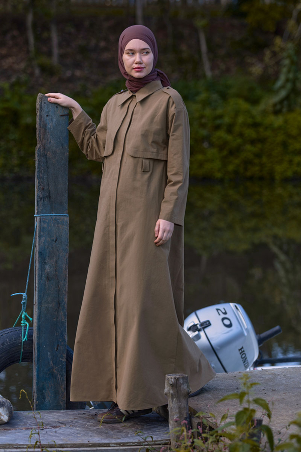 Trench Dress with Storm Flap Tan - 6