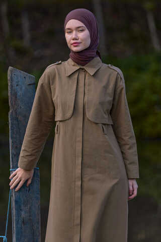 Trench Dress with Storm Flap Tan - 7
