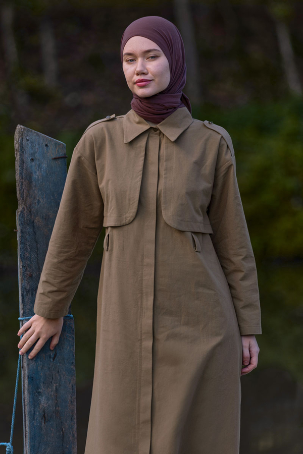 Trench Dress with Storm Flap Tan - 7