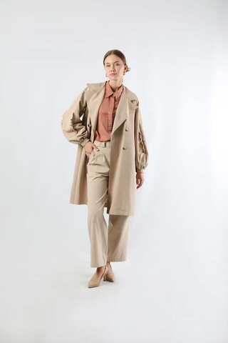 Trench With Frilled Sleeves Stone - 3