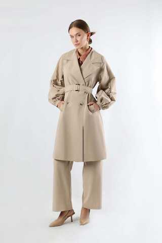 Trench With Frilled Sleeves Stone - 1
