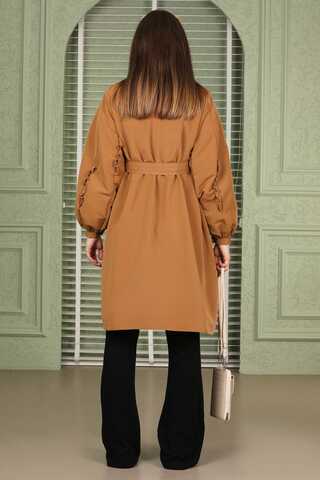 Trench With Frilled Sleeves Tan - 5