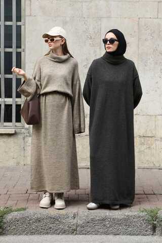 Triko Elbise Antrasit - 7