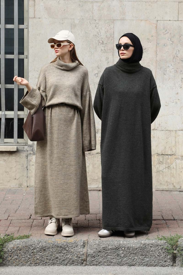 Triko Elbise Antrasit - 7