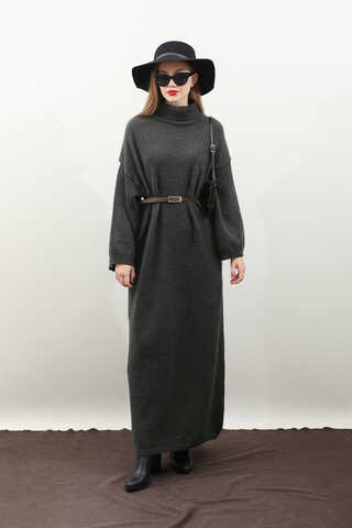 Triko Elbise Antrasit - 12