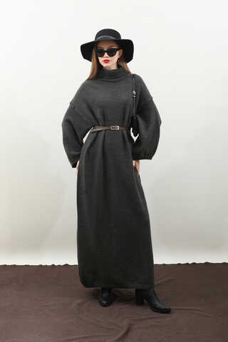 Triko Elbise Antrasit - 3