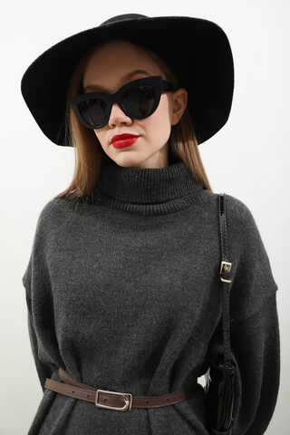 Triko Elbise Antrasit - 15