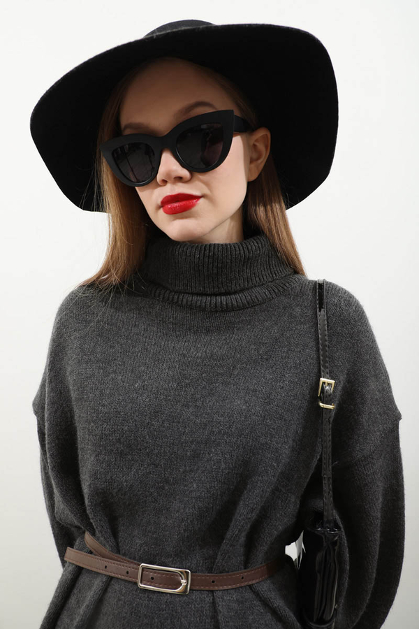 Triko Elbise Antrasit - 15