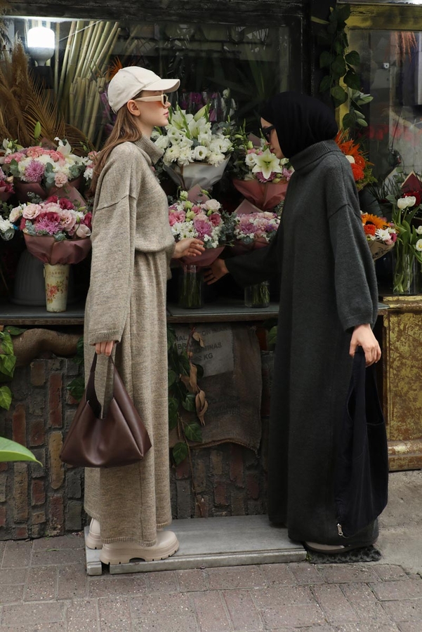 Triko Elbise Antrasit - 13