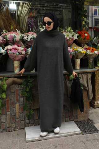 Triko Elbise Antrasit - 1