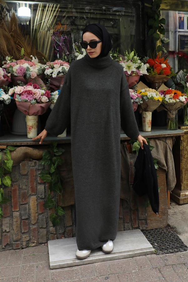 Triko Elbise Antrasit - 1