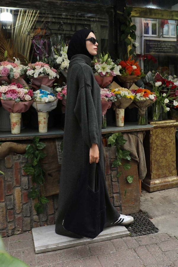 Triko Elbise Antrasit - 8