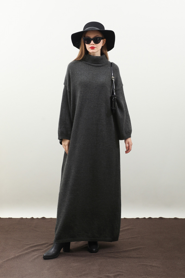 Triko Elbise Antrasit - 9