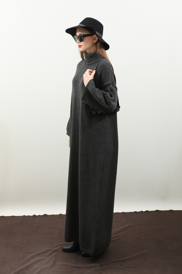 Triko Elbise Antrasit - 6