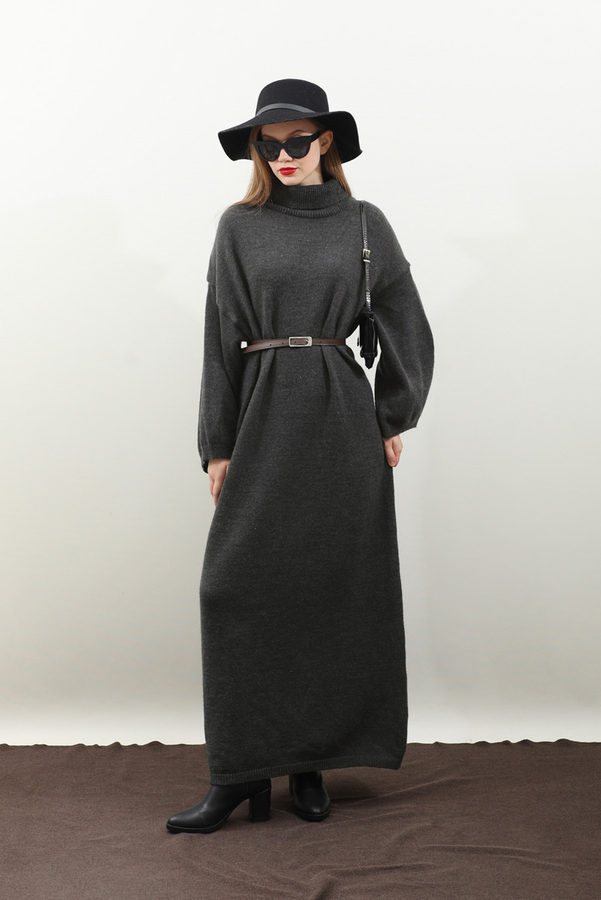 Triko Elbise Antrasit - 5