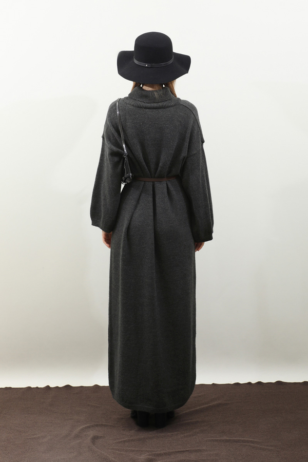 Triko Elbise Antrasit - 16