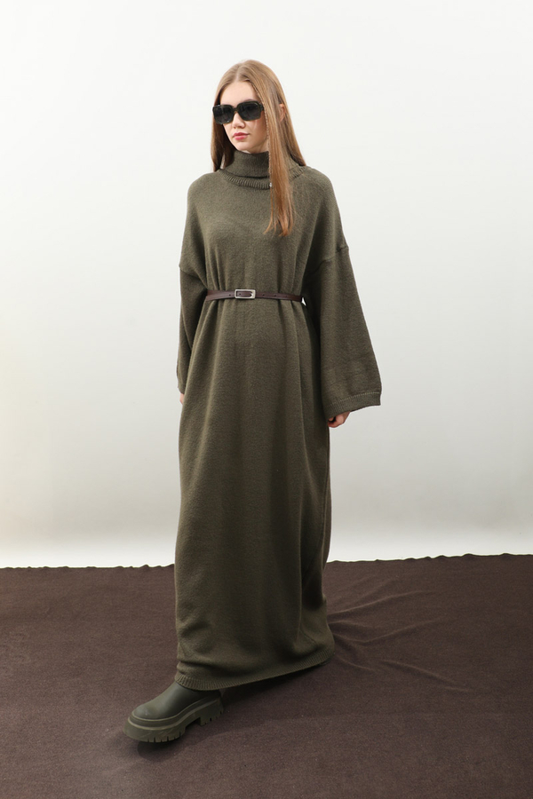 Triko Elbise Haki - 3