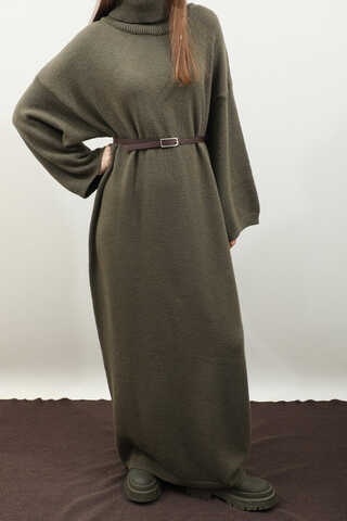 Triko Elbise Haki - 4