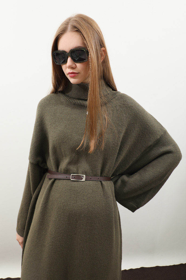 Triko Elbise Haki - 5