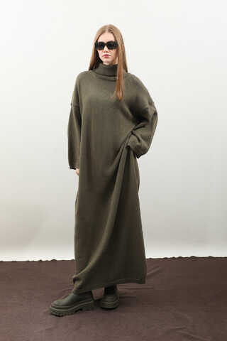 Triko Elbise Haki - 1