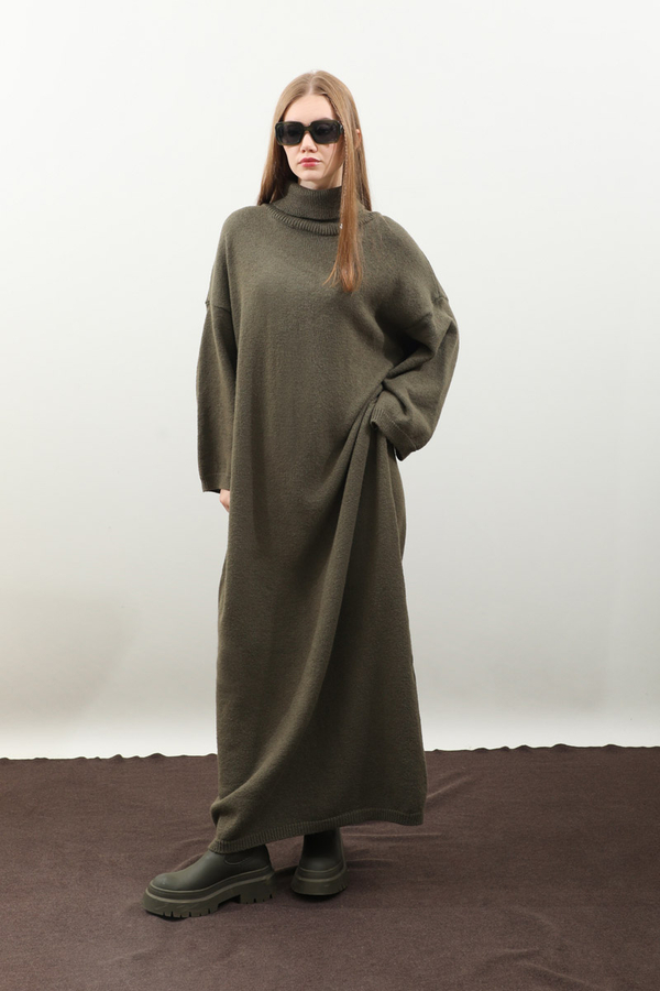 Triko Elbise Haki - 1