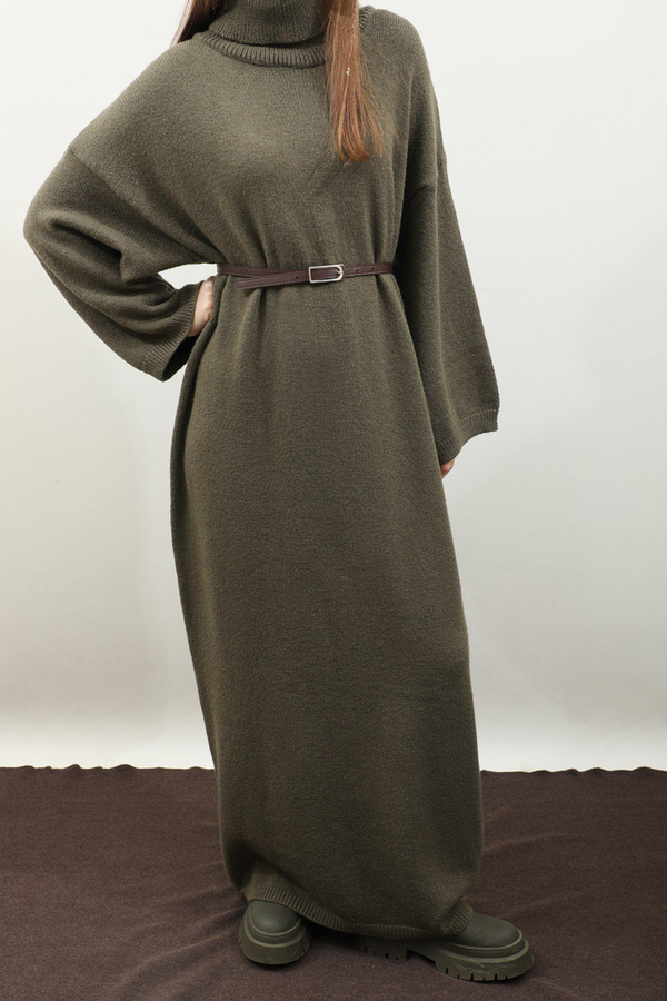 Triko Elbise Haki - 4