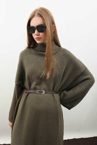 Triko Elbise Haki - 5