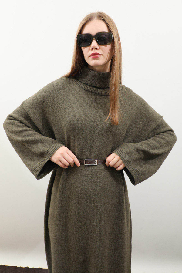 Triko Elbise Haki - 6