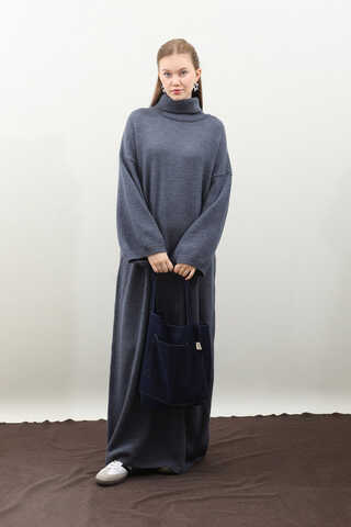 Triko Elbise İndigo - 5