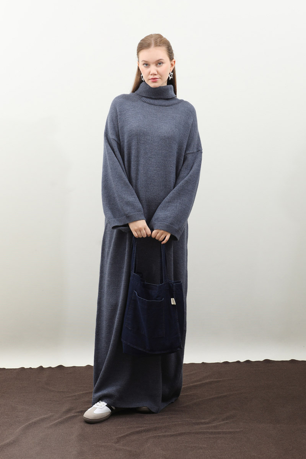 Triko Elbise İndigo - 5