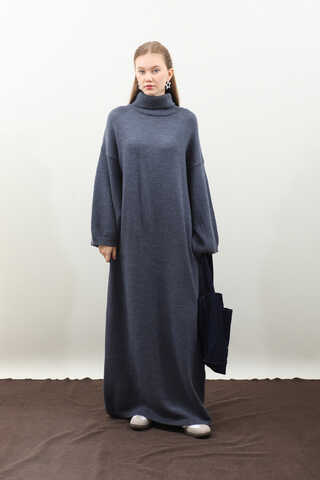 Triko Elbise İndigo - 6