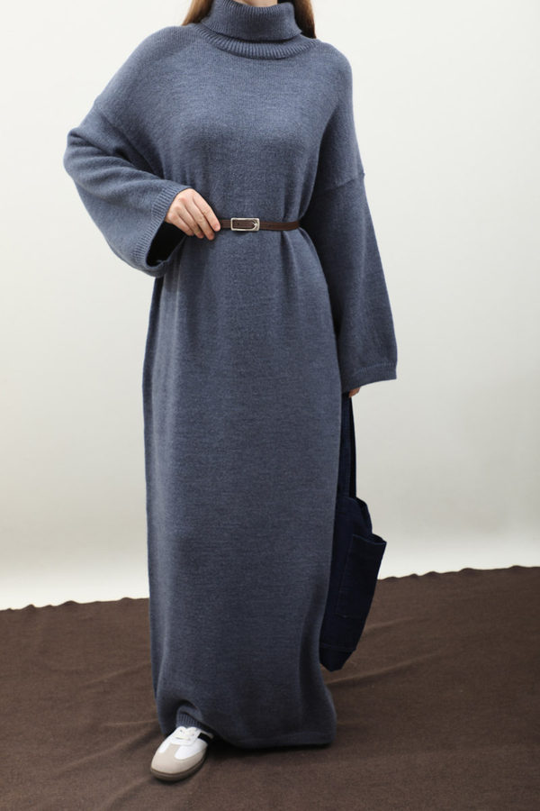 Triko Elbise İndigo - 9