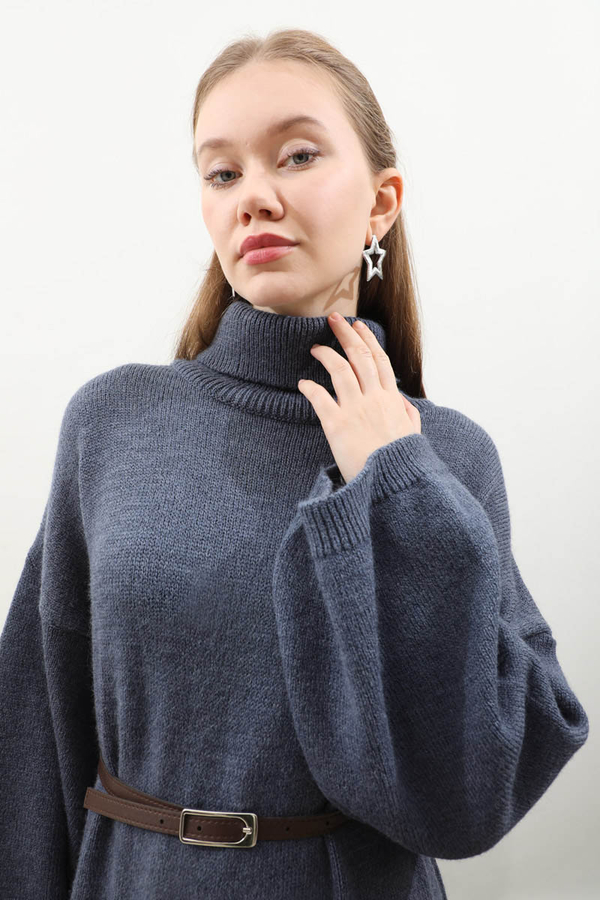 Triko Elbise İndigo - 11