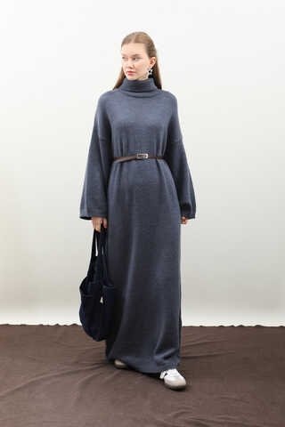 Triko Elbise İndigo - 7