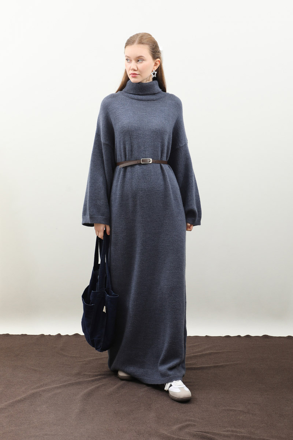 Triko Elbise İndigo - 7