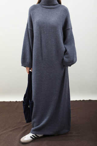 Triko Elbise İndigo - 8