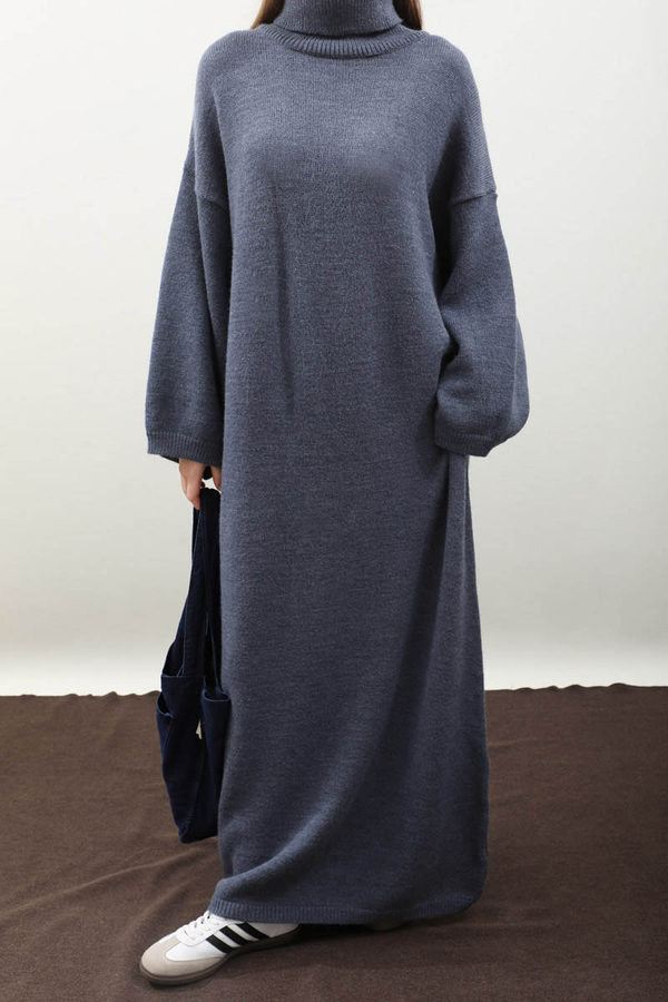 Triko Elbise İndigo - 8