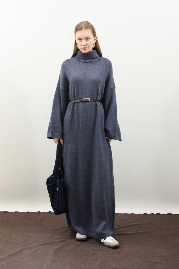 Triko Elbise İndigo - 4