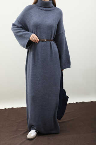 Triko Elbise İndigo - 9