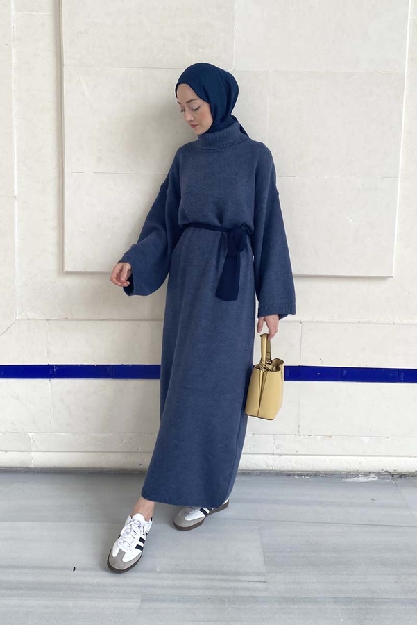 Triko Elbise İndigo 