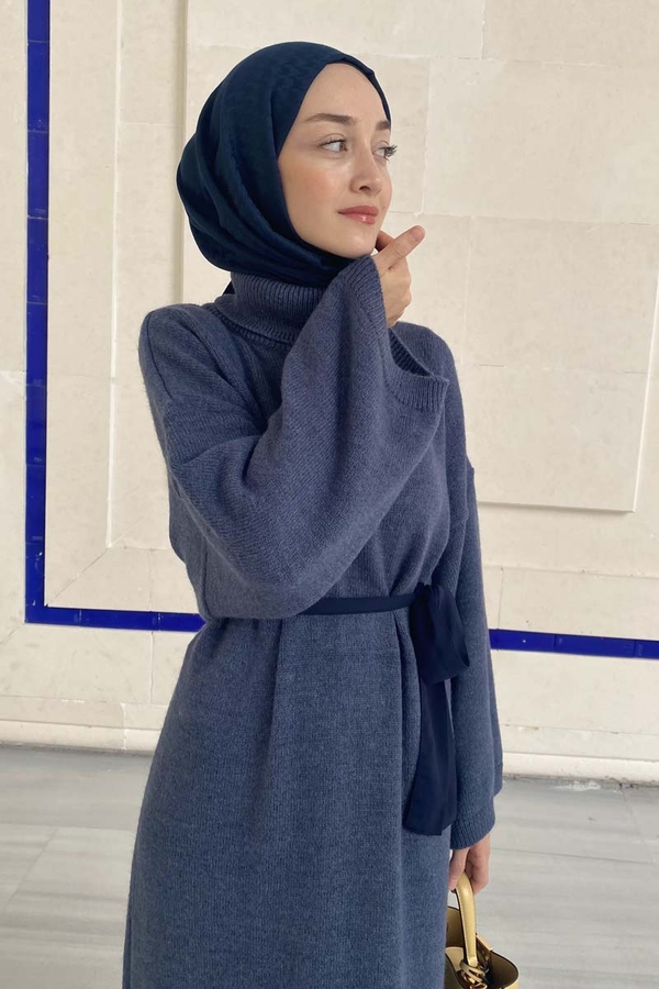 Triko Elbise İndigo - 2