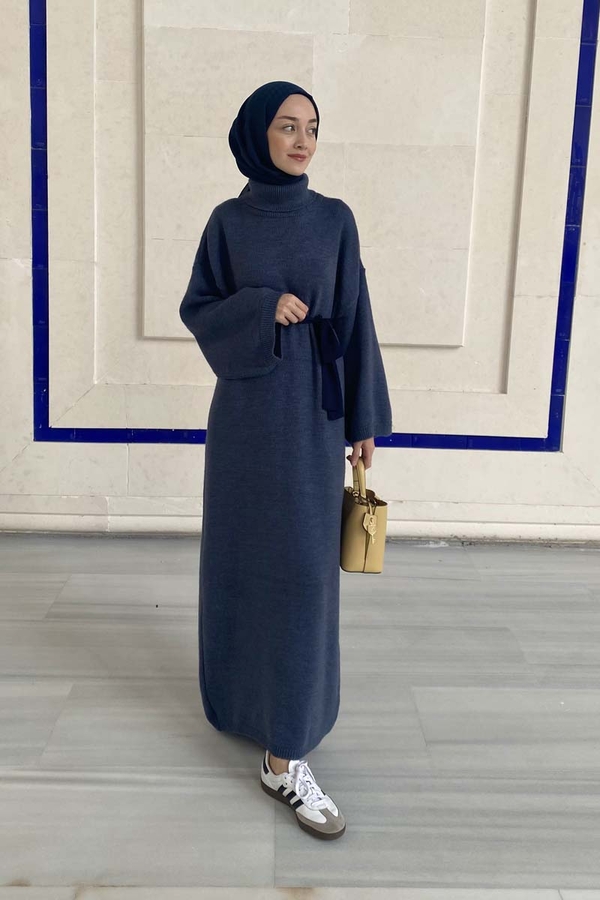 Triko Elbise İndigo - 3