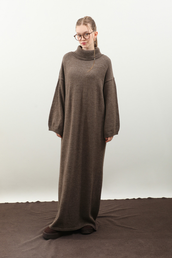 Triko Elbise Kahverengi - 2