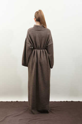 Triko Elbise Kahverengi - 8