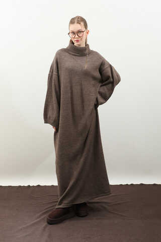 Triko Elbise Kahverengi - 3