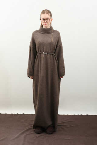 Triko Elbise Kahverengi - 4